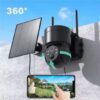 iC See Wifi Beveiligingscamera Draadloze Buiten IP Camera Zonnepaneel 360 Draaibaar bewegingsdetectie Nachtzicht IP66 Waterdicht Tuin & Oprit Bewaking