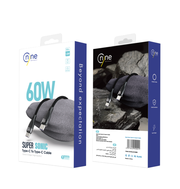 Nine Tec 60W Super Sonic Type-C To Type-C Cable