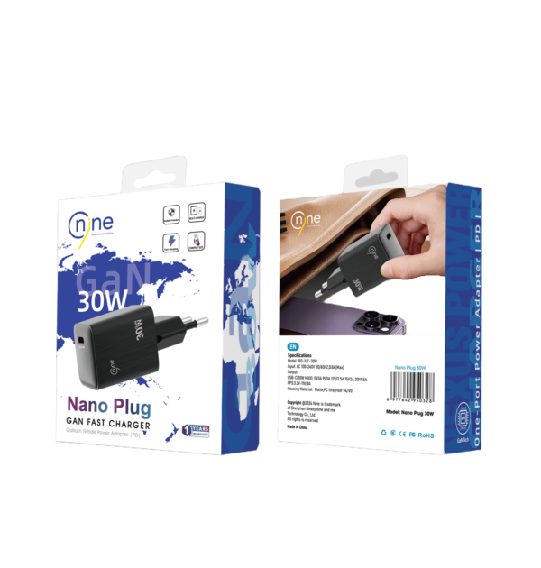 Nine Tec 30W Nano Plug Gan Fast Charger